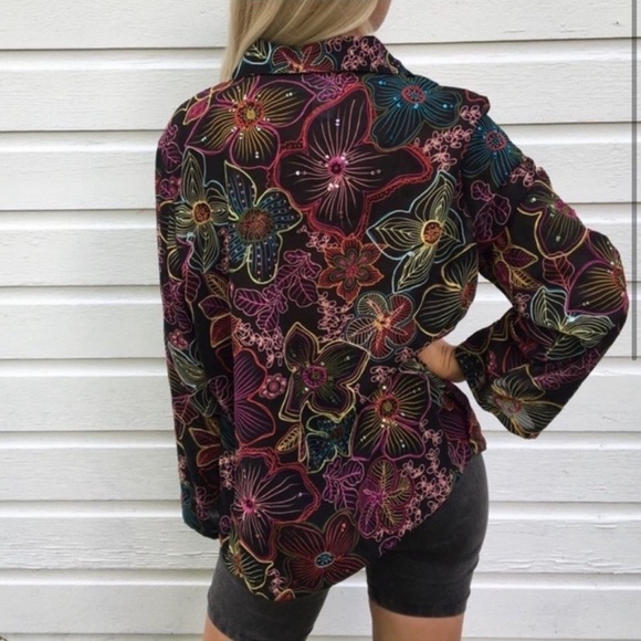 Coldwater Creek Embroidered Button Down Top - Picture 2 of 5